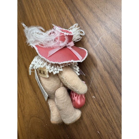 1988 Marilyn Wade Mama's Babies by Karen's Vintage Mini Victorian Bear w/ Hat 4" - Picture 4 of 6